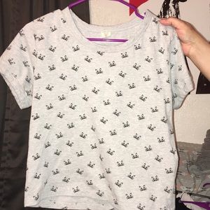 Crop top kitty print shirt. Size L